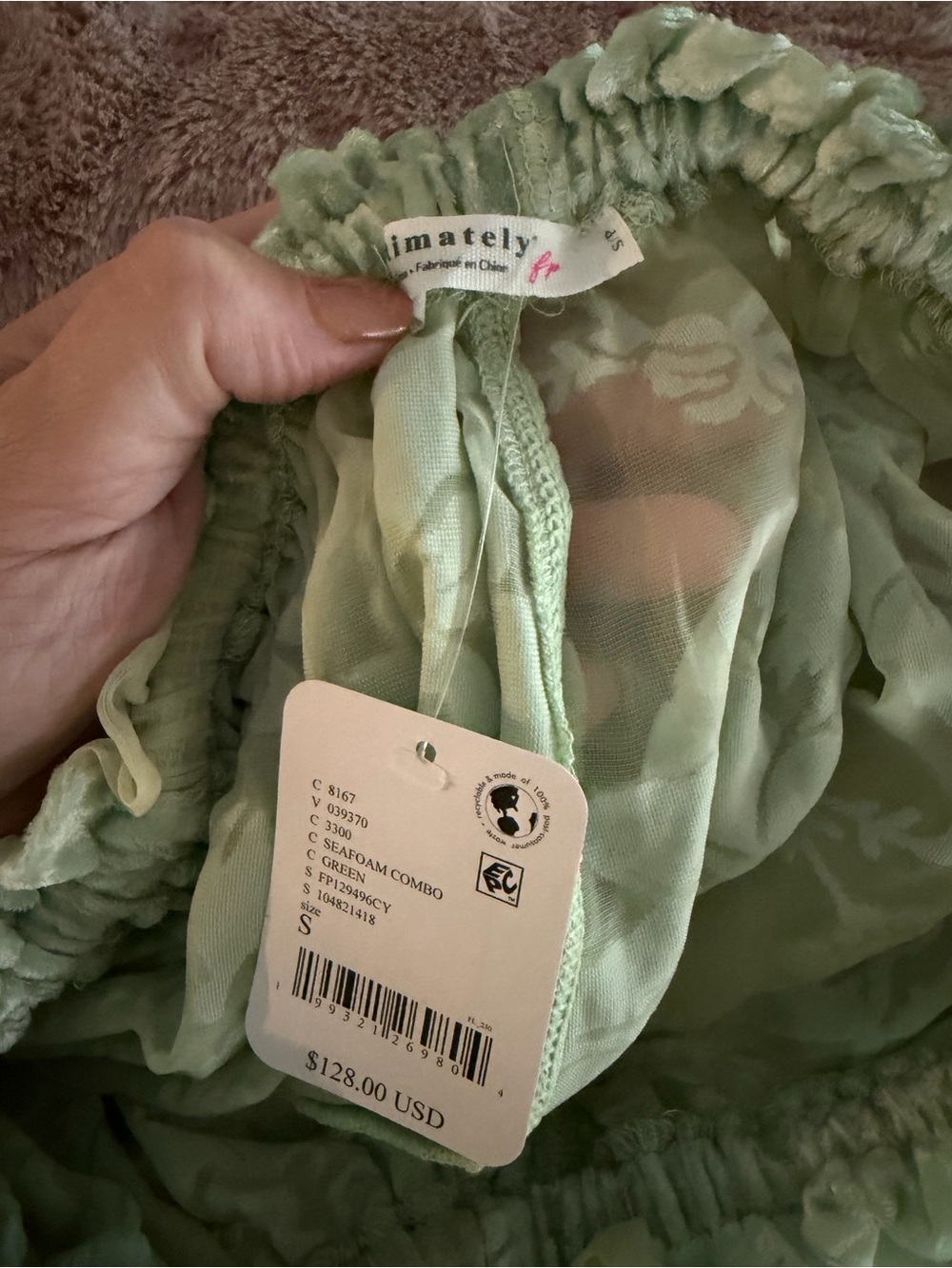 Free People Intimately Floral Burnout Lace Bloomers NWOT S/P Mint Green - Picture 5 of 5